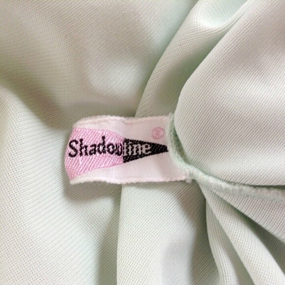 Vintage Shadowline Women's Robe Medium Mint Green Nylon Lace Trim - Picture 5 of 6